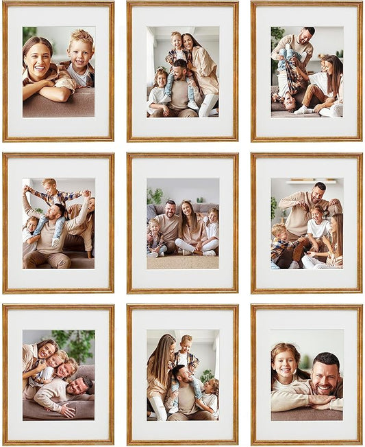 Sheffield Home 9 Piece Gallery Wall Frame Set, 11x14 Inch, Antique Bronze