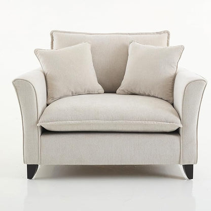 Merax 46.3" Chenille Accent Chair, Oversized Reading Armchair w/2 Pillows, Modern Corner Single Cloud Sofa Arm Chairs, Comfortable Living Room Deep Cushion Seating for Office & Apartment, White