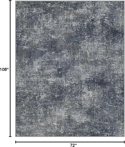 Bavni 6x9 Area Rugs Machine Washable Rug for Living Room, Modern Printed Rug Indoor Soft Area Rug for Bedroom Dining Room, Ultra-Thin Low Pile Carpet with Non Slip Rubber Backing, Dark Gray
