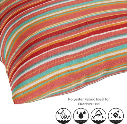Set of 2 Outdoor Throw Pillows 19 x 12 Inch – Reversible Rectangle Patio Accent Pillows – Weather-Resistant Polyester Fabric – Eco-Friendly Recycled Polyfiber Fill – Watermelon Stripe