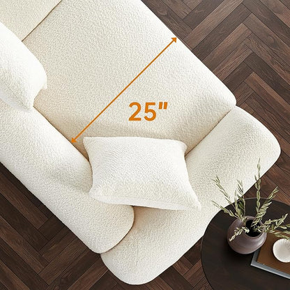 Morden Fort 2 Piece Boucle Sofa Set, Modern Upholstered Couches Sofas Set Durable Comfy Boucle Pet-Friendly, Armless Chair & 3-Seater Sofa Sets for Living Room Bedroom Apartment, Beige