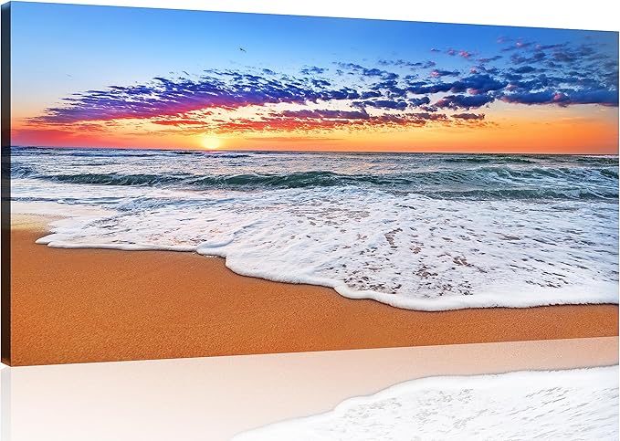 TutuBeer 1 Panel Beach Decor for Home Beach Art Colorful Ocean Kitchen Decor Sunrise Sea Wall Decor for Home Sea Wall Art Ocean Room Decor Wall Decor 20" x 40" x 1 Piece