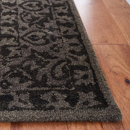 SAFAVIEH Dip Dye Collection Area Rug - 9' Square, Dark Grey, Geometric Design, Ideal for High Traffic Areas in Living Room, Bedroom, Dining (DDY151H)