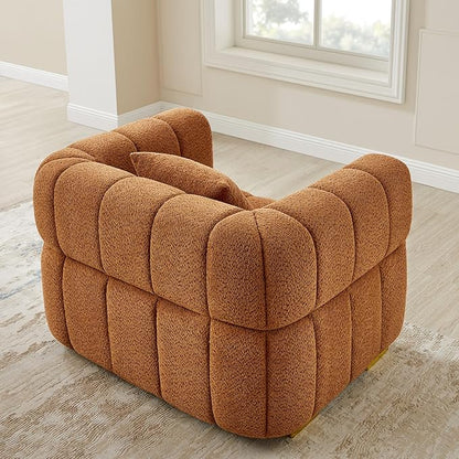 VANOMi 44.09”Oversized Accent Chair, Boucle Armchair with Deep Seat, Comfy Reading Chair for Living Room, Bedroom, Office, Apartment, Curry (1 Piece)