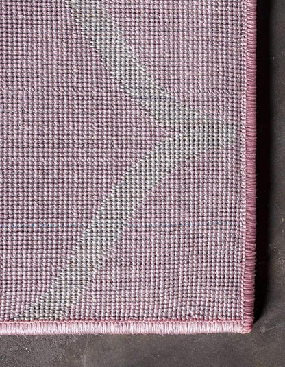 Unique Loom Trellis Frieze Collection Area Rug - Rounded (2' x 10' Runner, Light Pink/ Ivory)