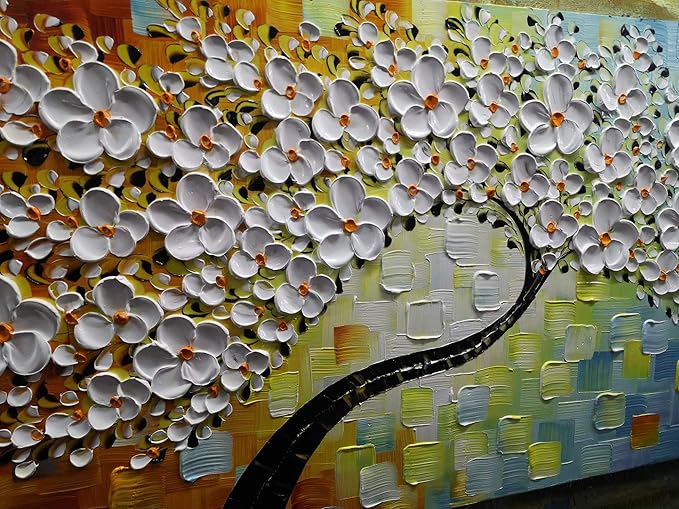 YaSheng Art - Large Canvas Wall Art ,Hand Painted 3D Texture Wall Art ,Colorful Floral Oil Painting, Modern Abstract Artworks Paintings , Wall Art for living room Bedroom Office Wall Deco Home, Framed Wall Art Pictures 60 by 24 inch