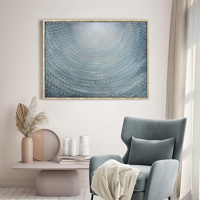 Empire Art Direct Cosmic Swirl Textured Metallic Hand Painted Blue Framed Canvas Wall Art, Ready to Hang, Living Room, Bedroom & Office, 30"x40"x1.5"