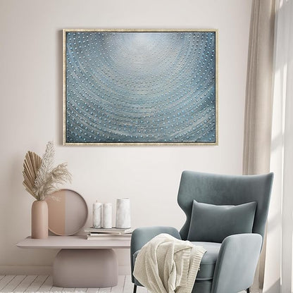 Empire Art Direct Cosmic Swirl Textured Metallic Hand Painted Blue Framed Canvas Wall Art, Ready to Hang, Living Room, Bedroom & Office, 30"x40"x1.5"