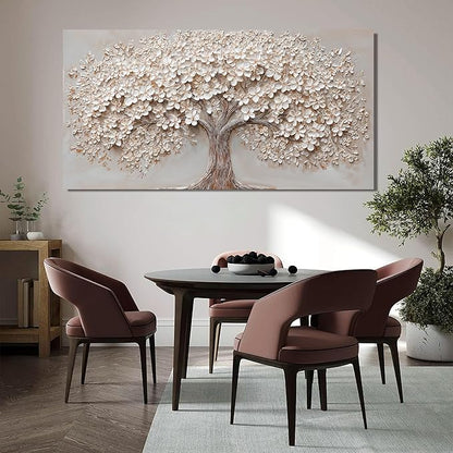 Canvas Wall Art Decor Prints Oversized Wall Art Pictures for Living Room Large Tree of Life Wall Art Decor Canvas Art Wall Decor Modern White Wall Art Prints Artwork for Walls Bedroom Office Decor 35" X 70"