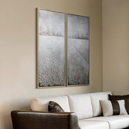 Empire Art Direct Abstract Wall Art Textured Hand Painted Canvas by Martin Edwards, Diptych, 48" x 24" each, Pebble Road