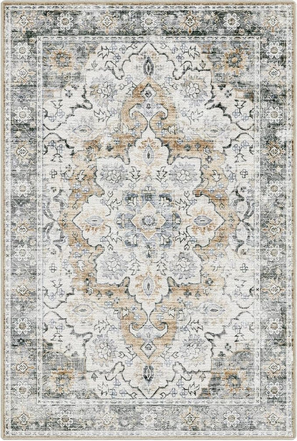 LUMI 5x8 Washable Area Rug for Living Room, Ultra Soft Stain Resistant Carpet with Non Slip Rubber Backing, Non-Shedding Low Pile Rugs for Bedroom, Dining Room, Indoor, Office