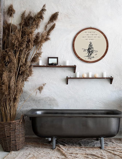 Western Cowboy Hanging Wall Art Decor, Preppy Trendy Southwestern Round Wooden Wall Art, Vintage Retro Western Hanging Decorations for Apartment Home Living Room Bedroom Bathroom Kitchen Office, 05