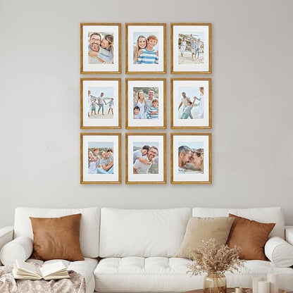 Sheffield Home 9 Piece Gallery Wall Frame Set, 11x14 Inch, Beaded Antique Bronze