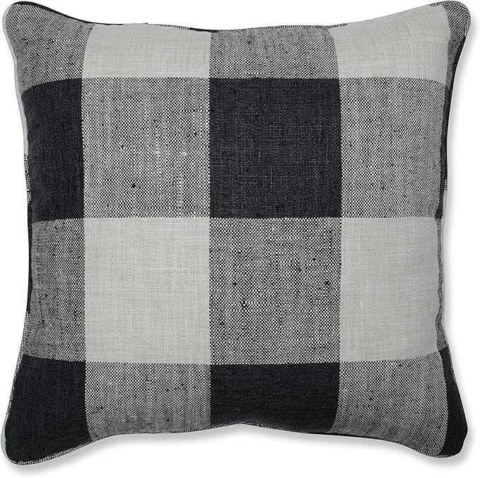 Pillow Perfect Indoor Check Please Thunder Throw Pillow, 18" x 18", Black