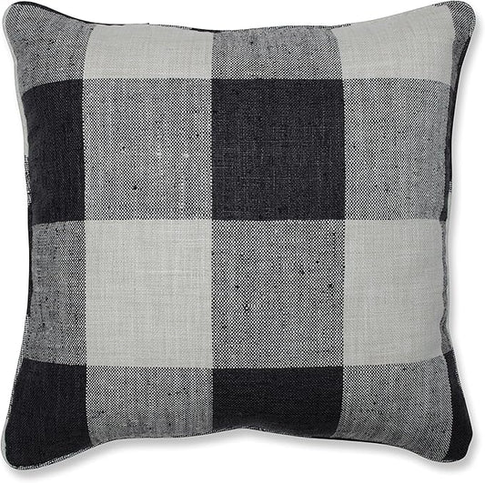 Pillow Perfect Indoor Check Please Thunder Throw Pillow, 18" x 18", Black