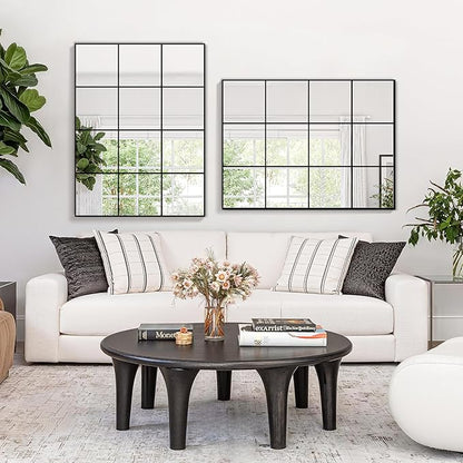 Window Pane Wall Mirror, 40"x30" Wall Mounted Window Mirror for Living Room, Bedroom, Entryway, Dining Room, Home Wall Decor