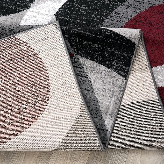 Rugshop Contemporary Abstract Circles Perfect for high Traffic Areas of Your Living Room,Bedroom,Home Office,Kitchen Area Rug 2' x 3' Red