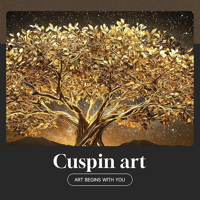 Large Framed Black and Gold Tree of Life Wall Art, Modern Luxury Tree Painting Print Artwork for Walls, Contemporary Dark Elegant Glam Picture for Living Room Bedroom Office Wall Decor, 60x30 Inch