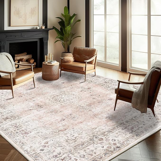 CHAMPLANT Washable Area Rug 10'x14' Boho Design Non-Shedding Easy Care Ideal for High Traffic Areas in Living Room Bedroom Office Coffee Table Kitchen Large Carpet