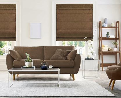 CHICOLOGY Cordless Roman Shade, Light Filtering Privacy Liner, Textured Belgian Chocolate Fabric, True-to-Size 27" W x 64" H, Inside/Outside/Ceiling Mount Window Treatment for Living Room Bedroom