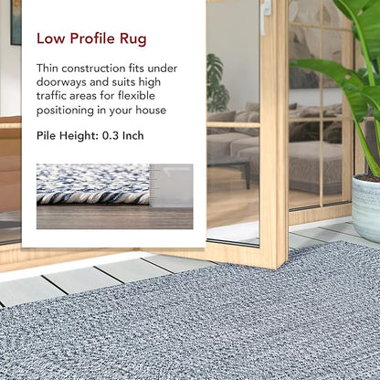 nuLOOM 9' x 12' Solid Hand Braided Indoor/Outdoor Area Rug, Pet-Friendly, High Traffic, Weather Resistant, for Patio, Balcony, Bedroom, Living, Dining Room, Wynn Navy