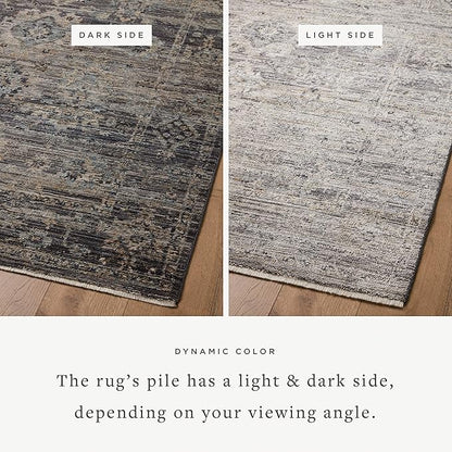 Loloi Jean Stoffer Katherine Collection KES-05 Graphite/Jade 2'-7" x 16'-0", .25" Pile Height, Runner Rug