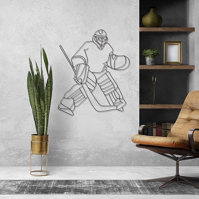 Hosley Ice Hockey Metal Wall Decor 29.25 Inch High - Ideal Home Decor Gift for Sports Enthusiast - Enhance Room, Bathroom, Home Office Decor - Perfect for Weddings & Parties