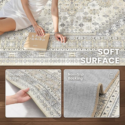 zesthome Washable Runner Rug 2.5x12 - Stain Resistant Entryway Rug,Ultra-Thin Kitchen Rugs, Anti Slip Backing Runner Rugs for Entrance Laundry Room Indoor Hallway (Beige,2.5'x12')