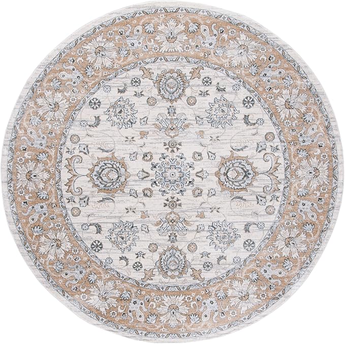 SAFAVIEH Isabella Collection 5'3" Round Cream/Beige ISA940B Traditional Oriental Non-Shedding Living Room Bedroom Area Rug