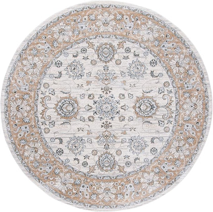 SAFAVIEH Isabella Collection 5'3" Round Cream/Beige ISA940B Traditional Oriental Non-Shedding Living Room Bedroom Area Rug