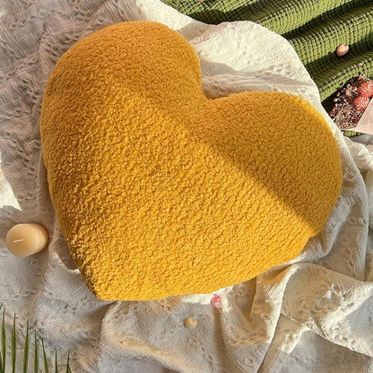 EastTree Heart Pillows, Ginger Heart Shaped Pillows, Love Throw Pillows, Cute Sherpa Heart Decor, Large Fluffy Pillows, Women Girls Living Bedroom Home Decoration 15x18 Inch