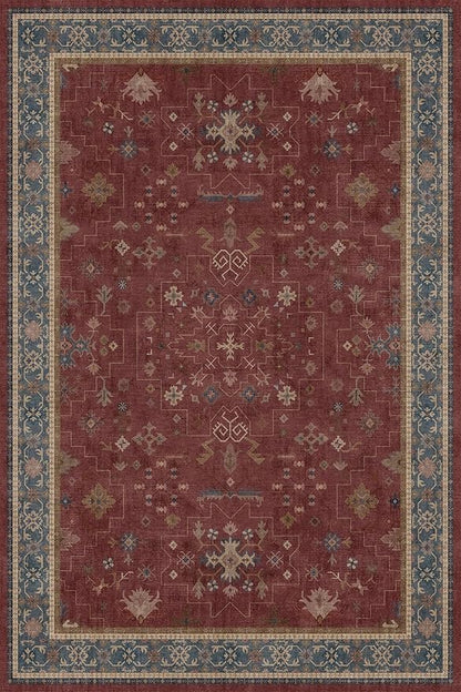 Hazo Haus Oriental 8x12 Large Area Rugs for Living Room - Burgundy Rug for Bedroom Under Bed, Dining Room Under Kitchen Table, Washable Soft Non Slip Unique Indoor Décor