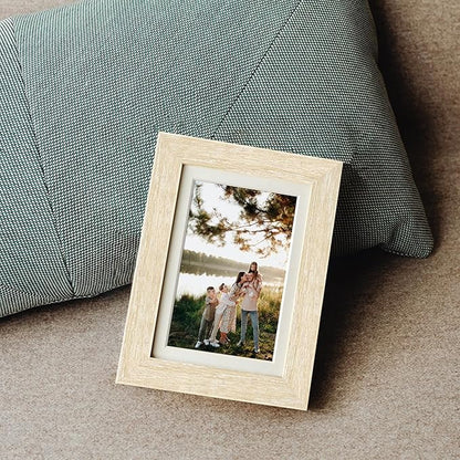 Momentworth 5x7 Picture Frame with Mat for 4x6, Multicolour Wood Grain 5 x 7 Gallery Wall Picture Frames for Tabletop or Wall Mounting(4 Pack, Multicolour)
