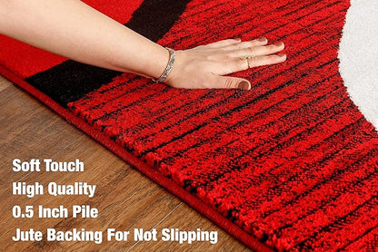 GLORY RUGS Modern Area Rug Swirls Carpet Bedroom Living Room Contemporary Dining Accent Sevilla Collection 4817A (4x6, Red)