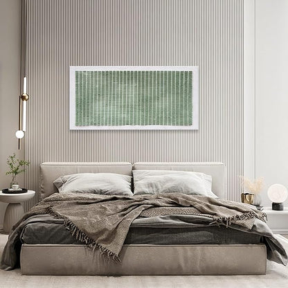NANKAI Art Hand-Painted White and Green Thick Texture Abstract Art Oil Painting Contemporary Minimalist Style Art Living Room Office Corridor Wall Decoration Oil Painting 24x48 inches