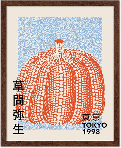 Poster Master Vintage Poster - Pumpkin Forever Print - Tokyo Art - Infinity Dots Art - Chic Gift for Men, Women - Perfect Decor for Living Room, Bedroom, Office, 16x20 Brown Framed