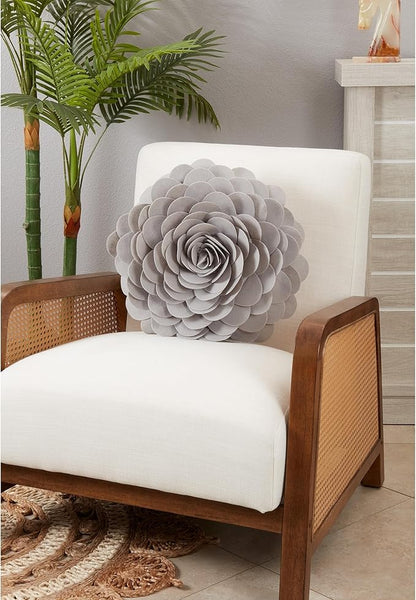 SARO LIFESTYLE Flower Design Poly Filled Throw Pillow, Teal, 16"