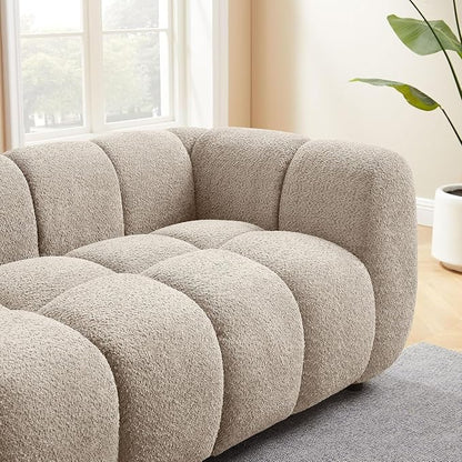 VANOMi 88" Oversized Boucle Sofa, Modern Upholstered Tufted Cloud Couch, Deep Seat Boucle Sofa,Cozy Modern 3 Seater Couch for Living Room, Bedroom, Apartment