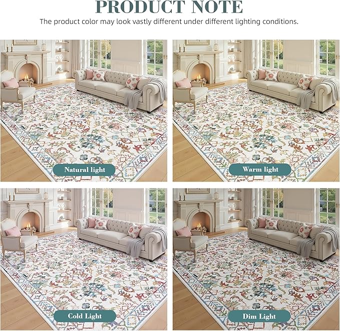Colorful Area Rug 2x3 Entryway Rug for Bedroom Bathroom, Non-Slip Low-Pile Washable Boho Carpet Retro Accent Doormat for Laundry Room Hallway Kitchen 24x36 Inch