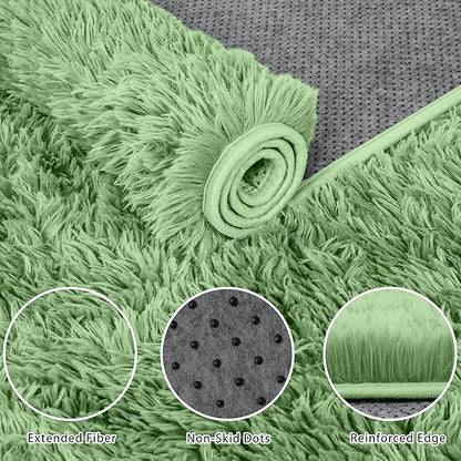 8x10 Area Rug for Living Room:Ultra Soft Fluffy Shag Light Green Rugs,Large Fuzzy Plush Indoor Non Slip Carpet Washable Rug for Bedroom Kids Nursery Office Dorm Modern Decor(Light Green 8'x10')