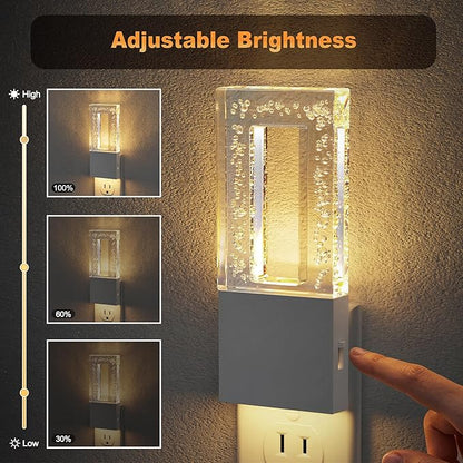 JandCase Night Lights Plug into Wall, Dusk to Dawn Sensor, 3000K Soft White LED, Acrylic Bubble Design, 0-100lm Adjustable Brightness, Foldable Nightlight for Bedroom, Bathroom, Living Room, Hallway
