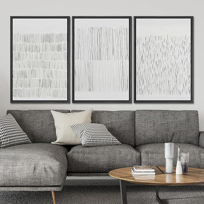 SIGNLEADER Framed Canvas Print Wall Art Set Minimalist Black and White Line Illustrations Minimal Decorative Bohemian Nordic for Living Room, Bedroom, Office - 16"x24"x3 BLACK