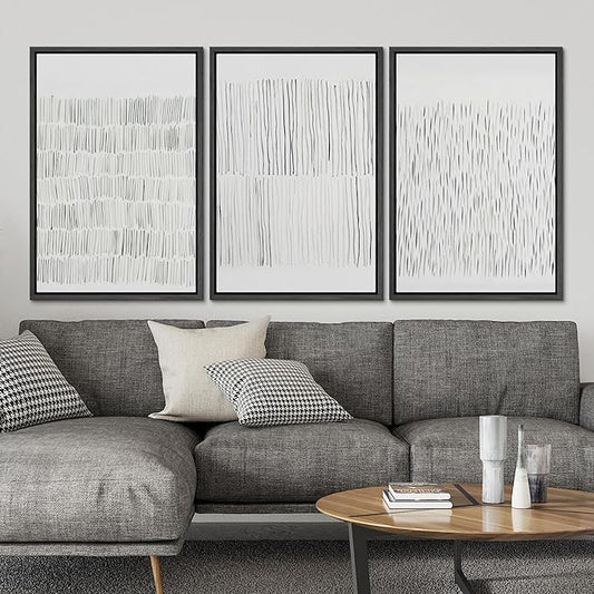 SIGNLEADER Framed Canvas Print Wall Art Set Minimalist Black and White Line Illustrations Minimal Decorative Bohemian Nordic for Living Room, Bedroom, Office - 24"x36"x3 BLACK