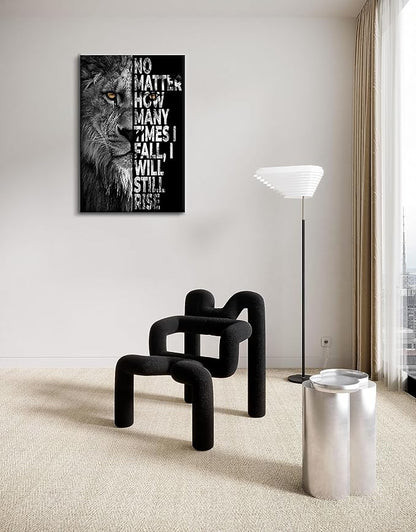 SKASNFAI Lion Canvas Wall Art Black and White Animal Inspirational Motivational Quotes Prints Posters Office Decor Framed Ready to Hang (16x24 inch)