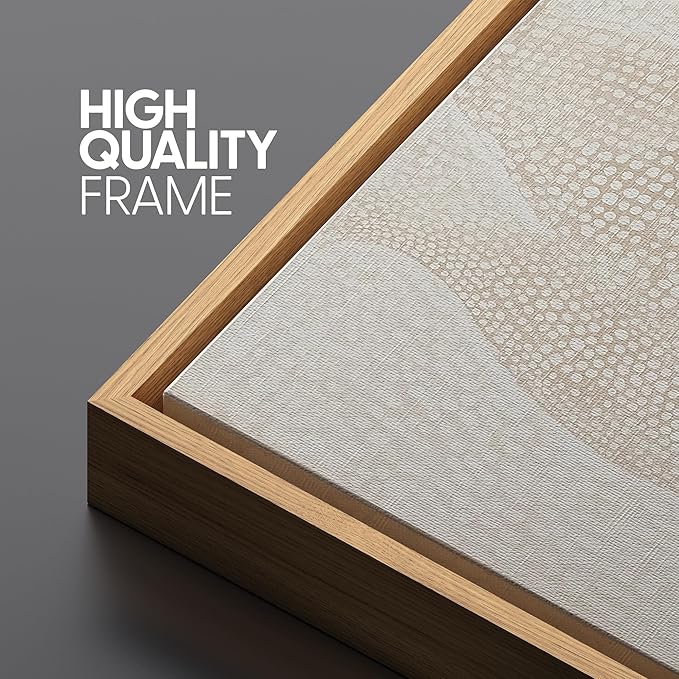 SIGNLEADER Framed Canvas Print Wall Art Set Neutral Beige Tulip Subtle Dot Pattern Illustrations Minimal Decorative Bohemian Nordic for Living Room, Bedroom, Office - 16"x24"x3 NATURAL