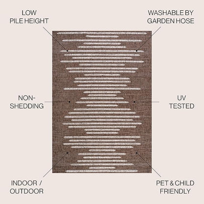 JONATHAN Y Stripe Geometric Indoor Outdoor Area Rug 5X8 Brown/Beige, Zolak Berber for Backyard, Patio, Porch, Easy-Cleaning, High Traffic, Pet-Friendly, Non-Shedding (SMB124B-5)