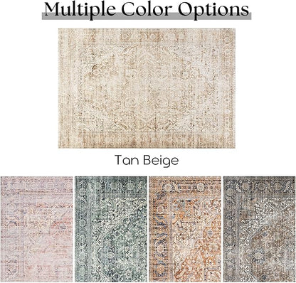 Tan Brown and Beige 3x5 Small Entryway Area Rug Indoor for Front Door Entry Way,Washable Non Slip Ultra Thin Modern Farmhouse Neutral Boho Door Mat Entrance