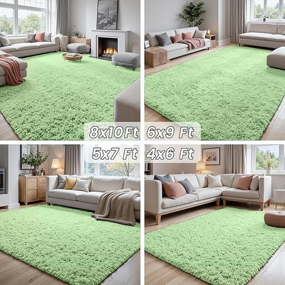 6x9 Area Rugs for Living Room Rug: Soft Fluffy Shag Mint Green Rugs for Bedroom, Non-Slip Large Fuzzy Plush Rug Indoor Floor Carpet for Nursery Kids Boys Girls Room, Dorms, Playroom, Modern Home Decor