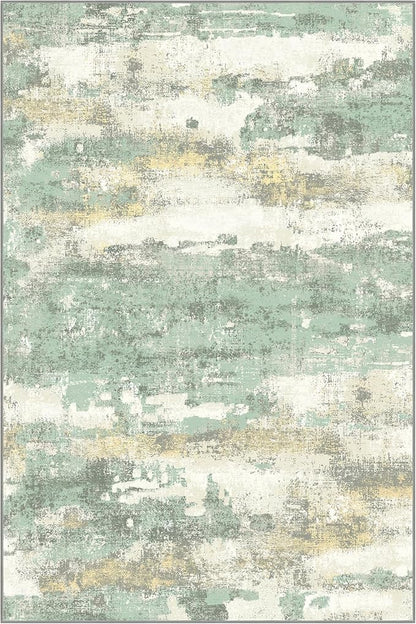 GENIMO No Crease Non Slip 8x10 Area Rugs for Living Room, Craft Woven Modern Rug, Soft Floor Carpet, Single-Piece Rugs for Bedroom, Dining Room, Office, Green Gray