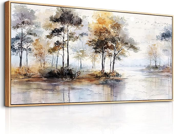 Wapluam Landscape Wall Art,Abstract Wall Art Artwork Forest Canvas Wall Art Vintage Trees Pictures Decor Canvas Painting Framed Ready To Hang Living Room Bedroom And Office Wall Decor 20x40 Inch
